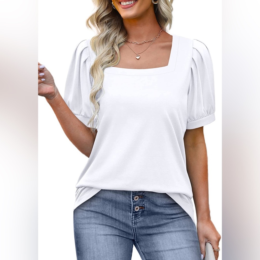 Elegant White Short Sleeve Top
